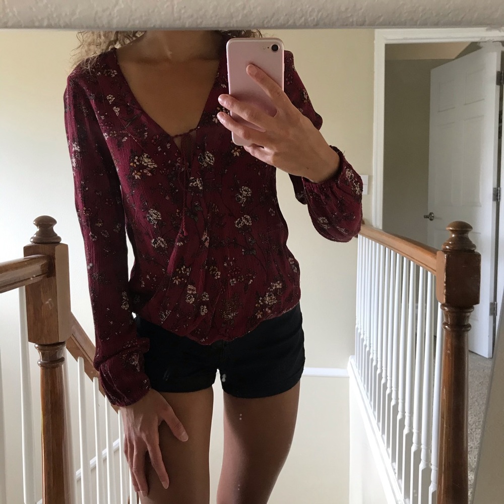 Maroon Floral Blouse